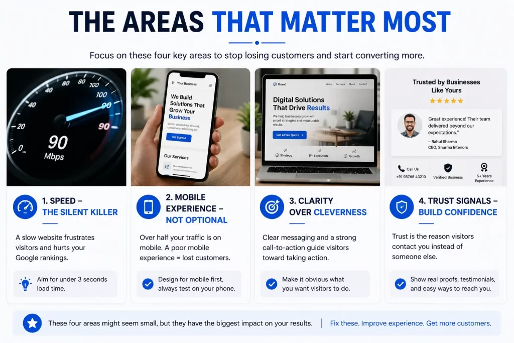 What are the areas that matters most in websites